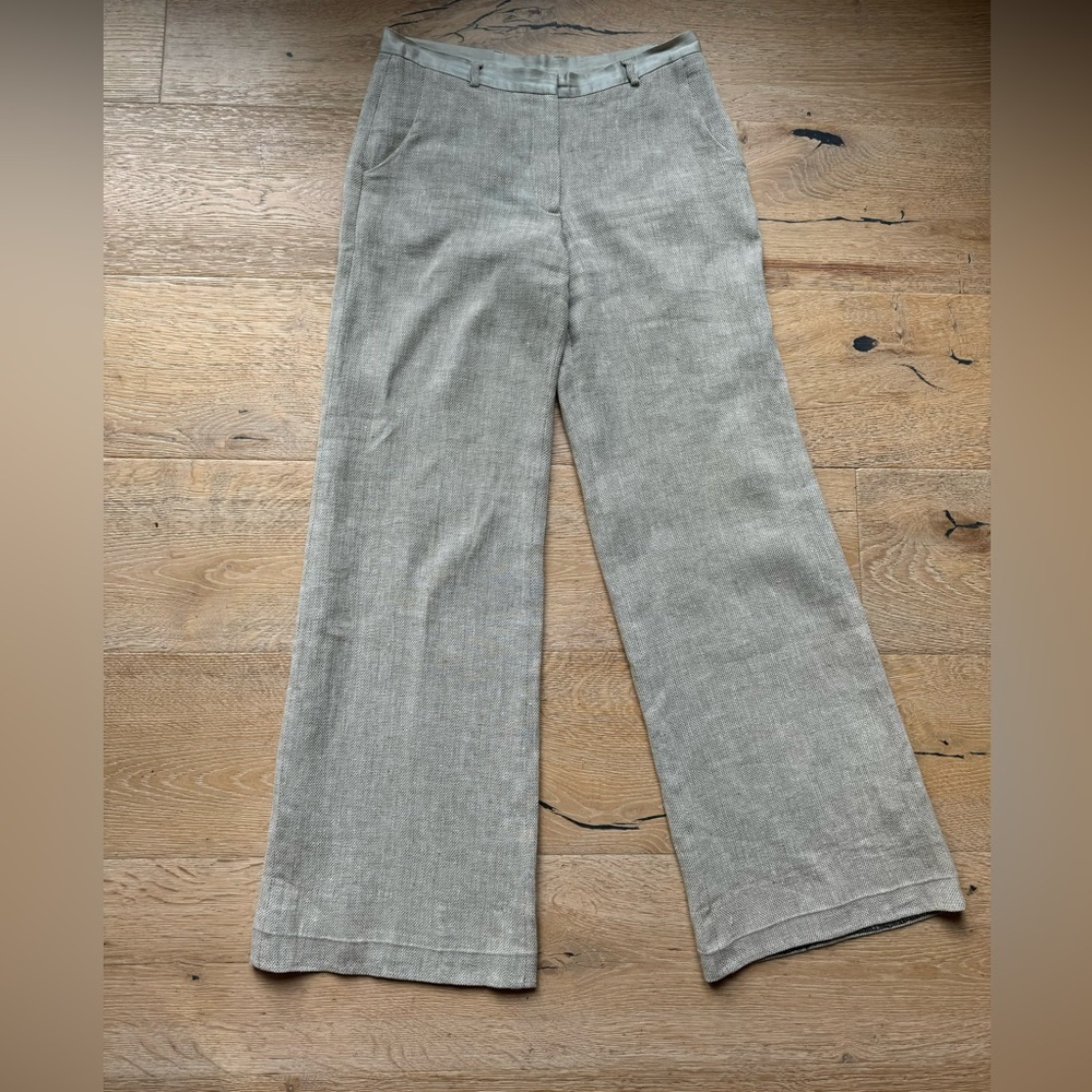 STUNNING women’s Linen Gray wide leg pants size 4 Kaimilla made USA price firm!